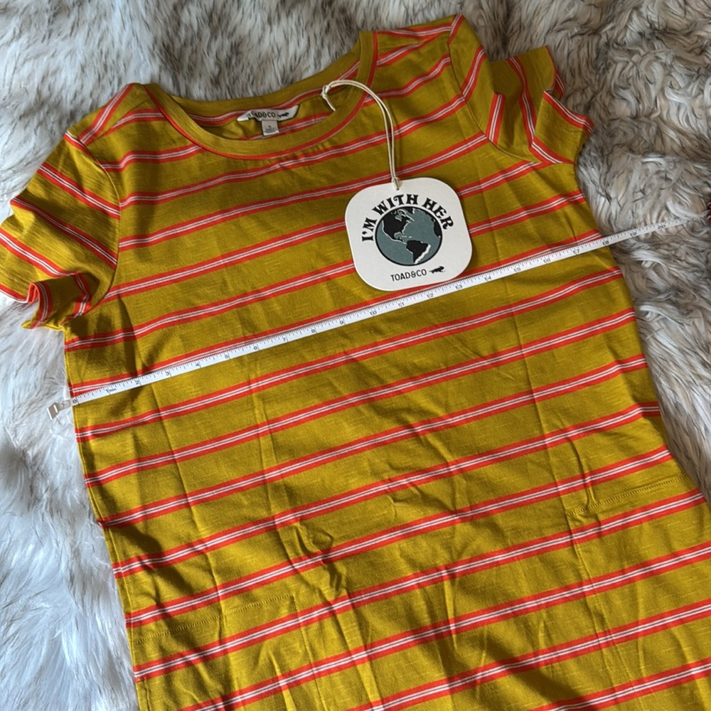 T o a d & C o . • Mustard and Coral Striped Dress - Picture 6 of 6